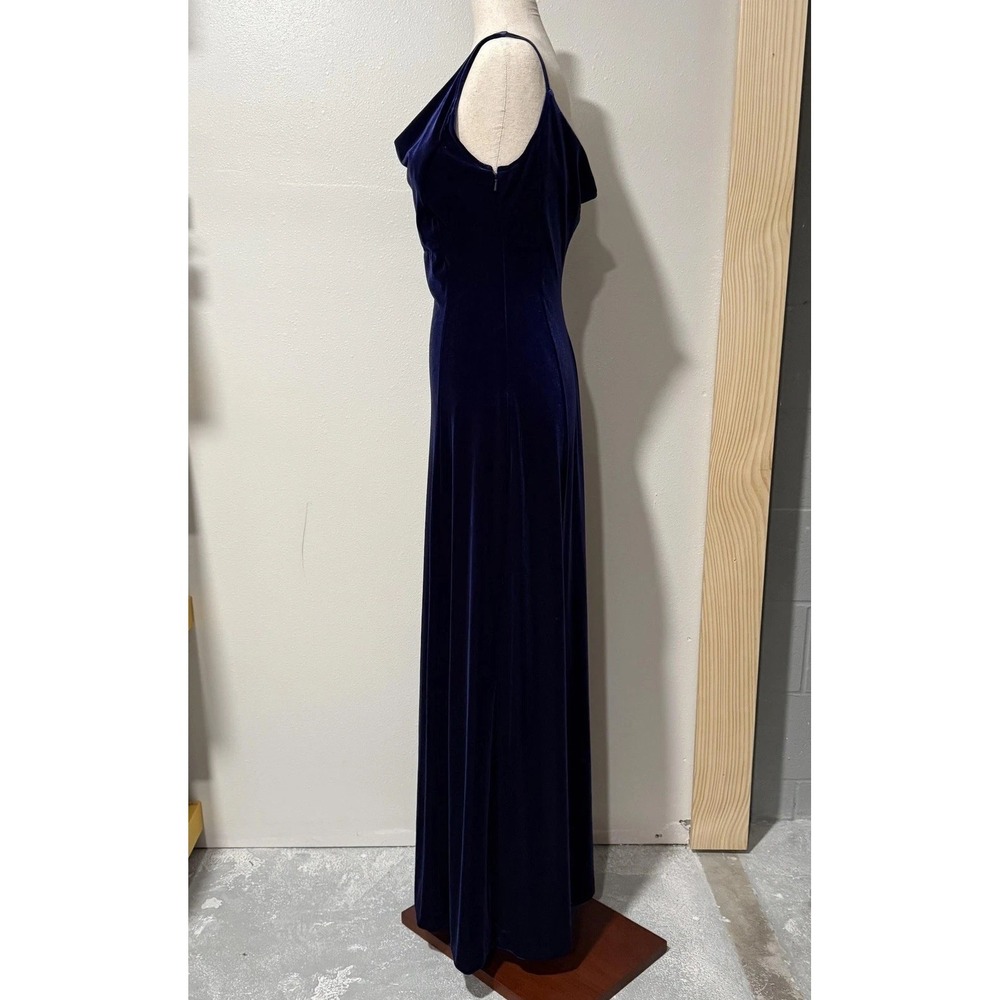Donna Morgan Velvet Maxi Dress 6 Purple Jewel Toned Silk Gown Formal Holiday‎ - Picture 6 of 8